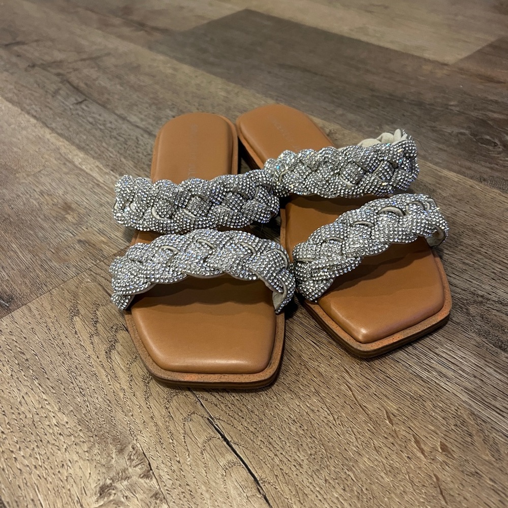 Elegant Silver and Tan Women's Sandals